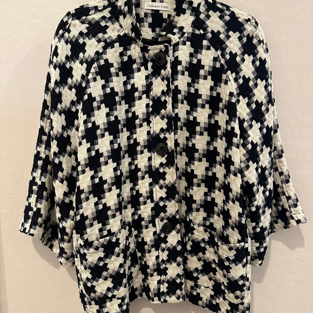 Coldwater Creek 3/4 sleeve houndstooth jacket L